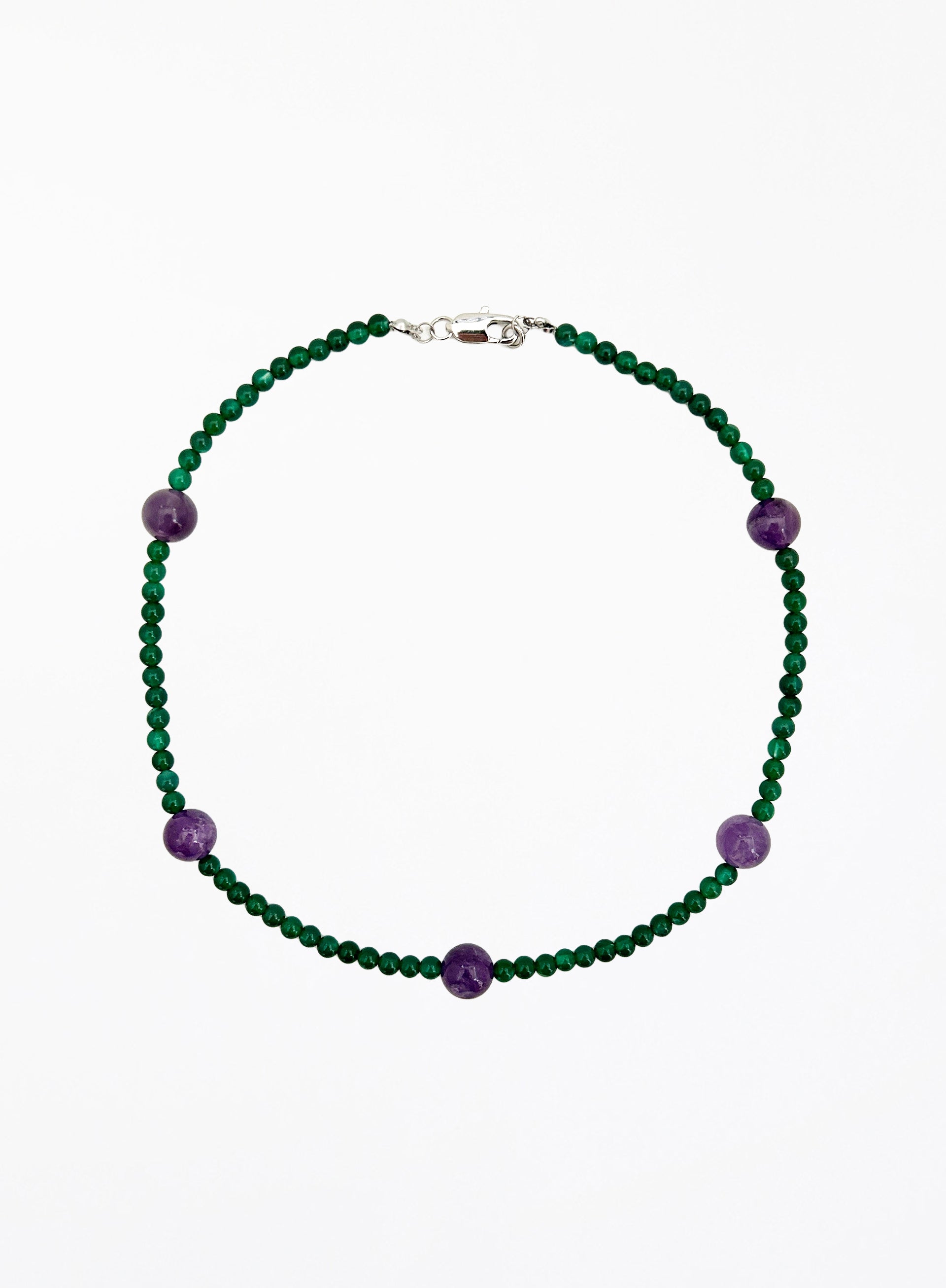 amethyst green mix stones beaded collar necklace