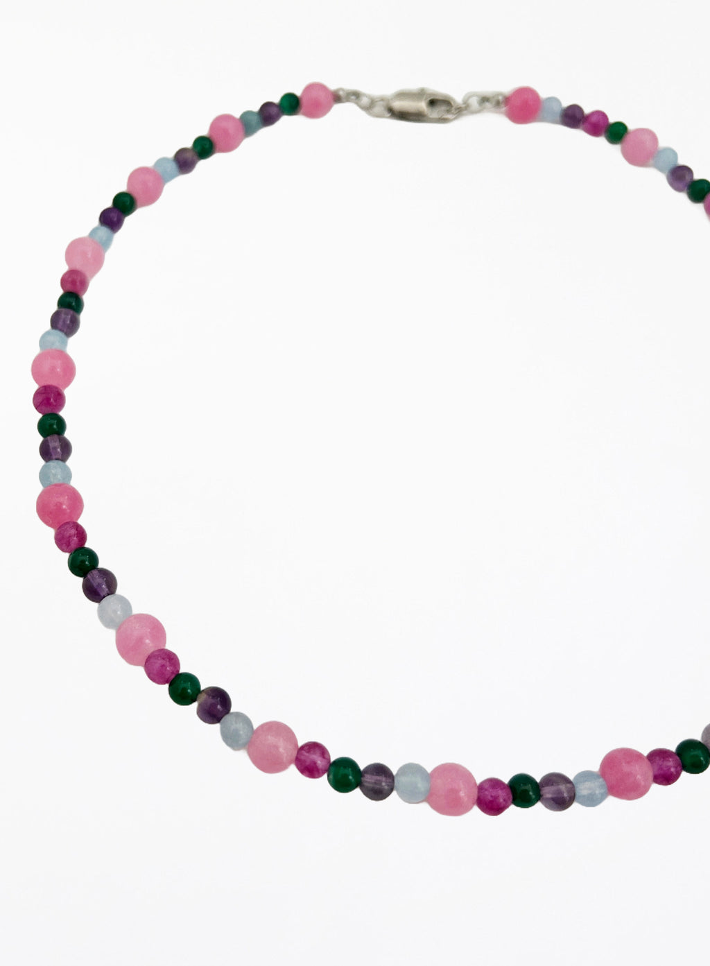 pink mix stones beaded collar necklace