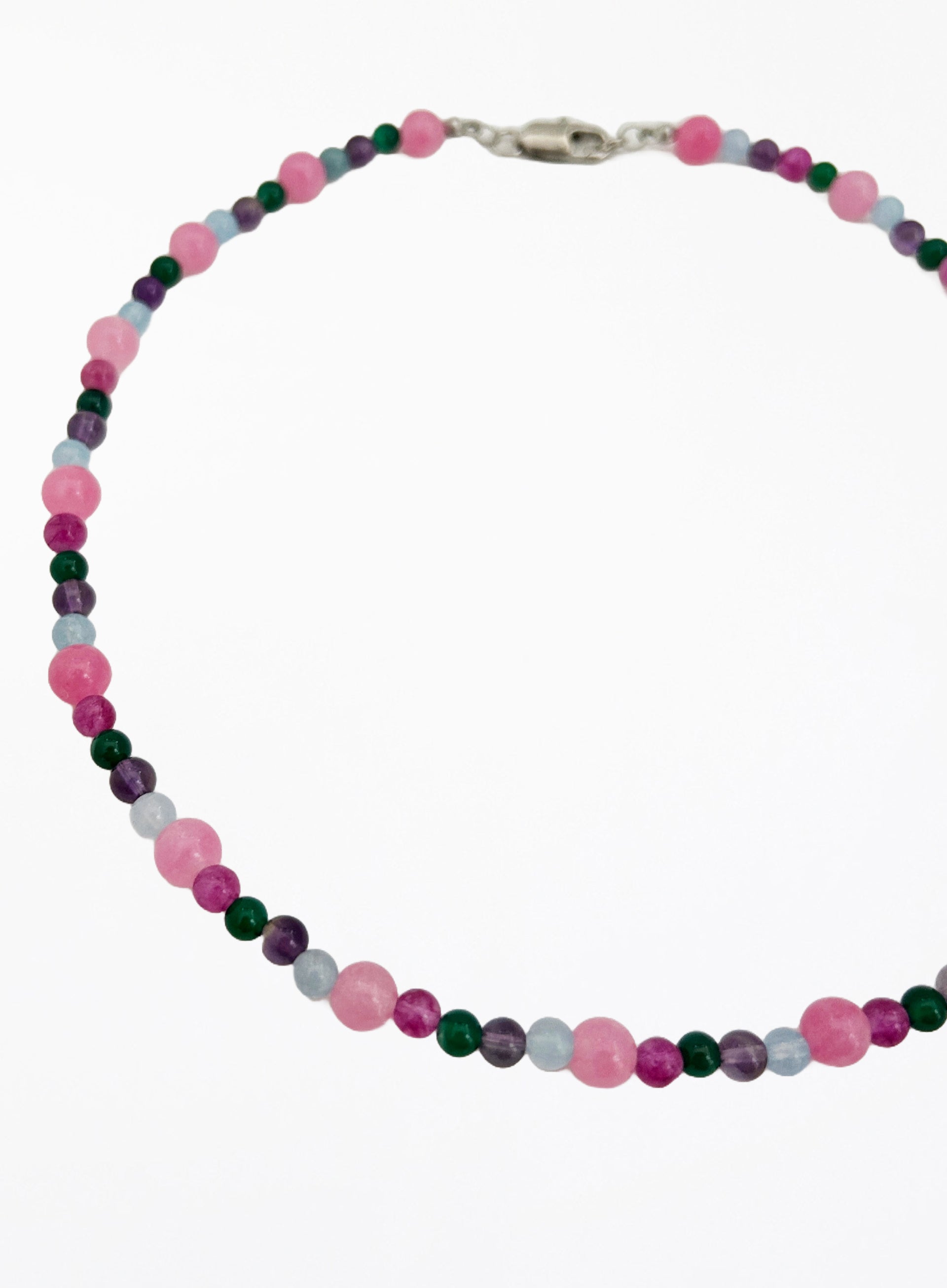 pink mix stones beaded collar necklace