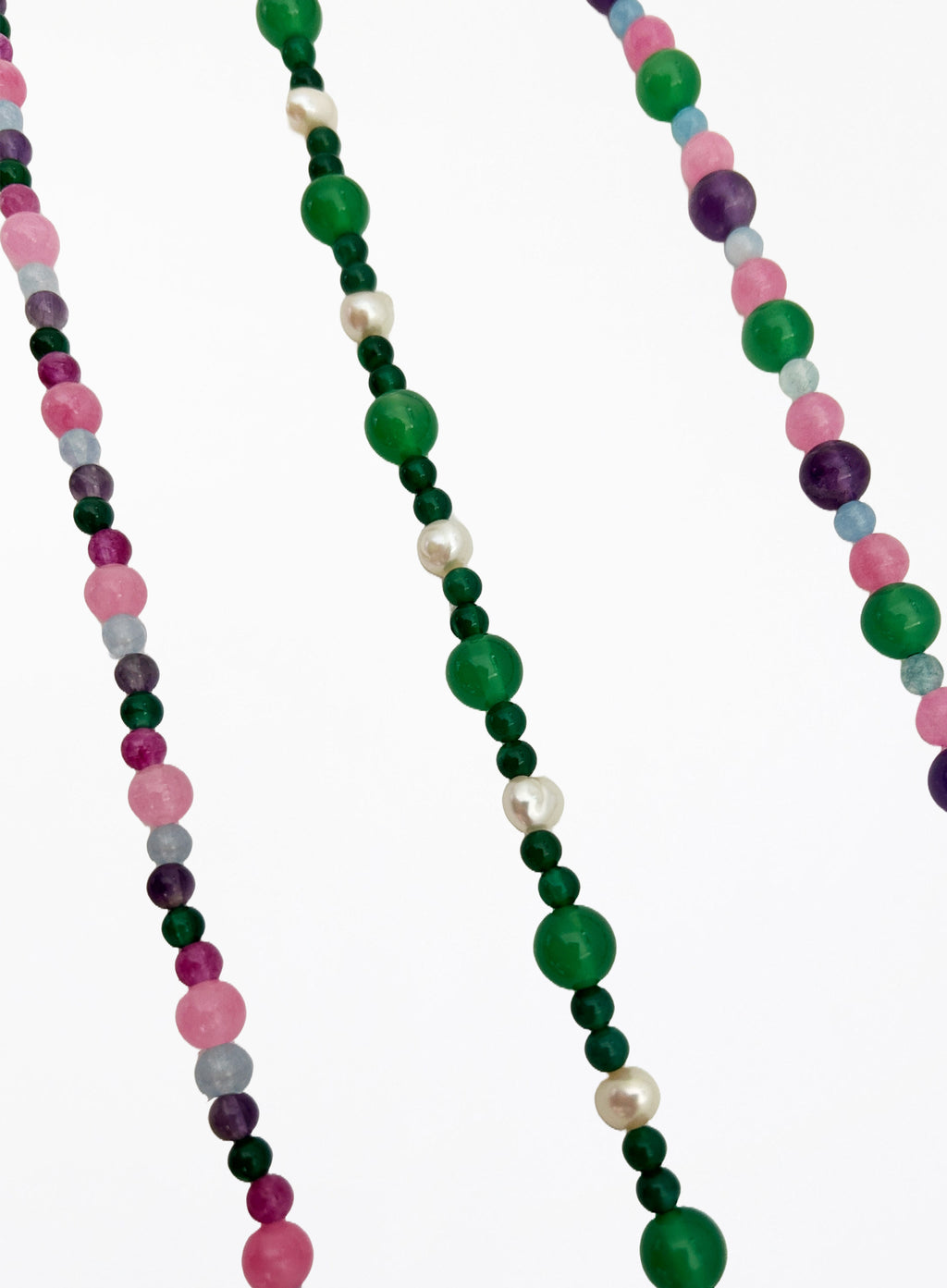 pink mix stones beaded collar necklace