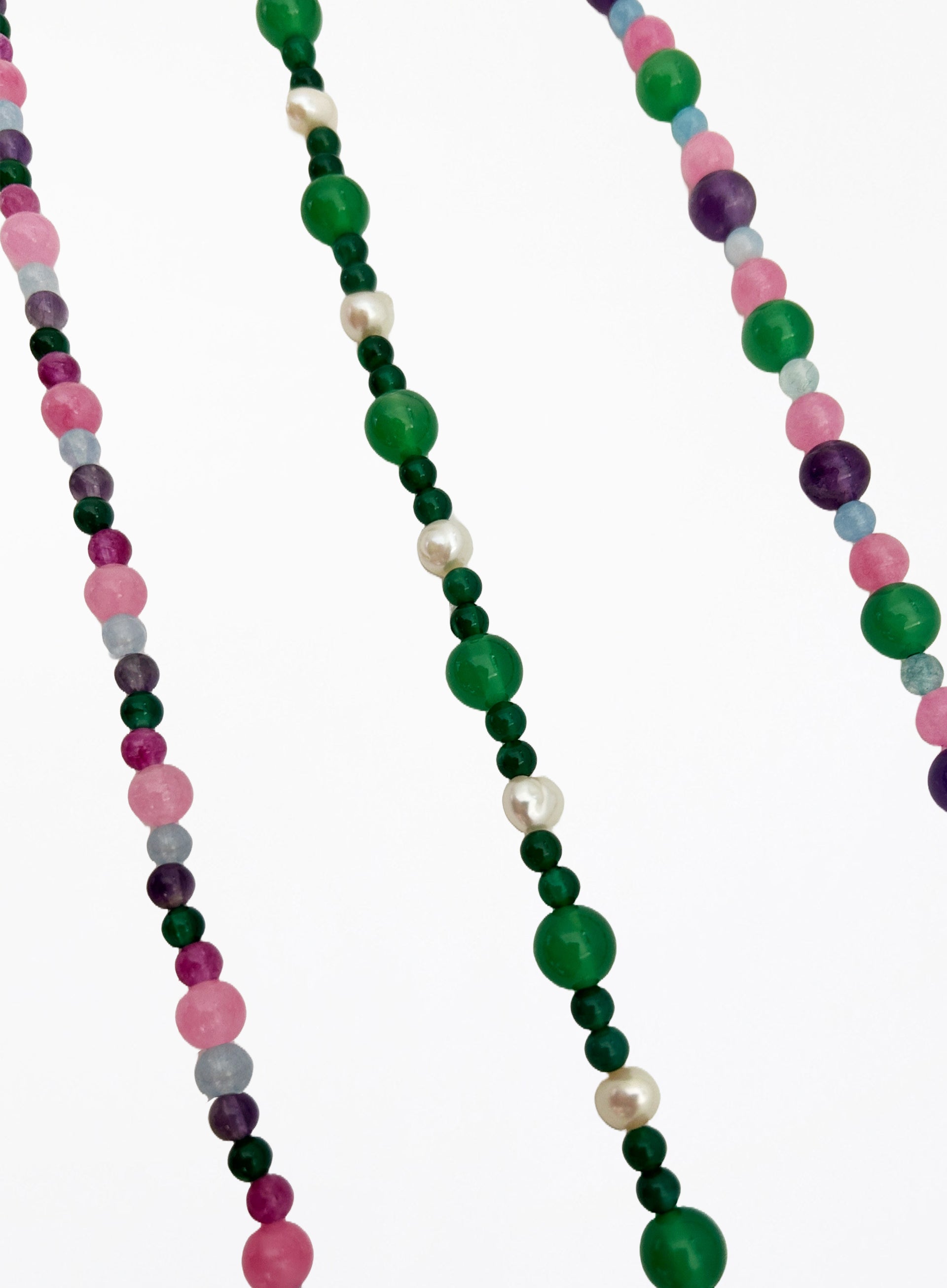 pink mix stones beaded collar necklace