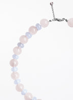 rose quartz white jade beaded collar necklace
