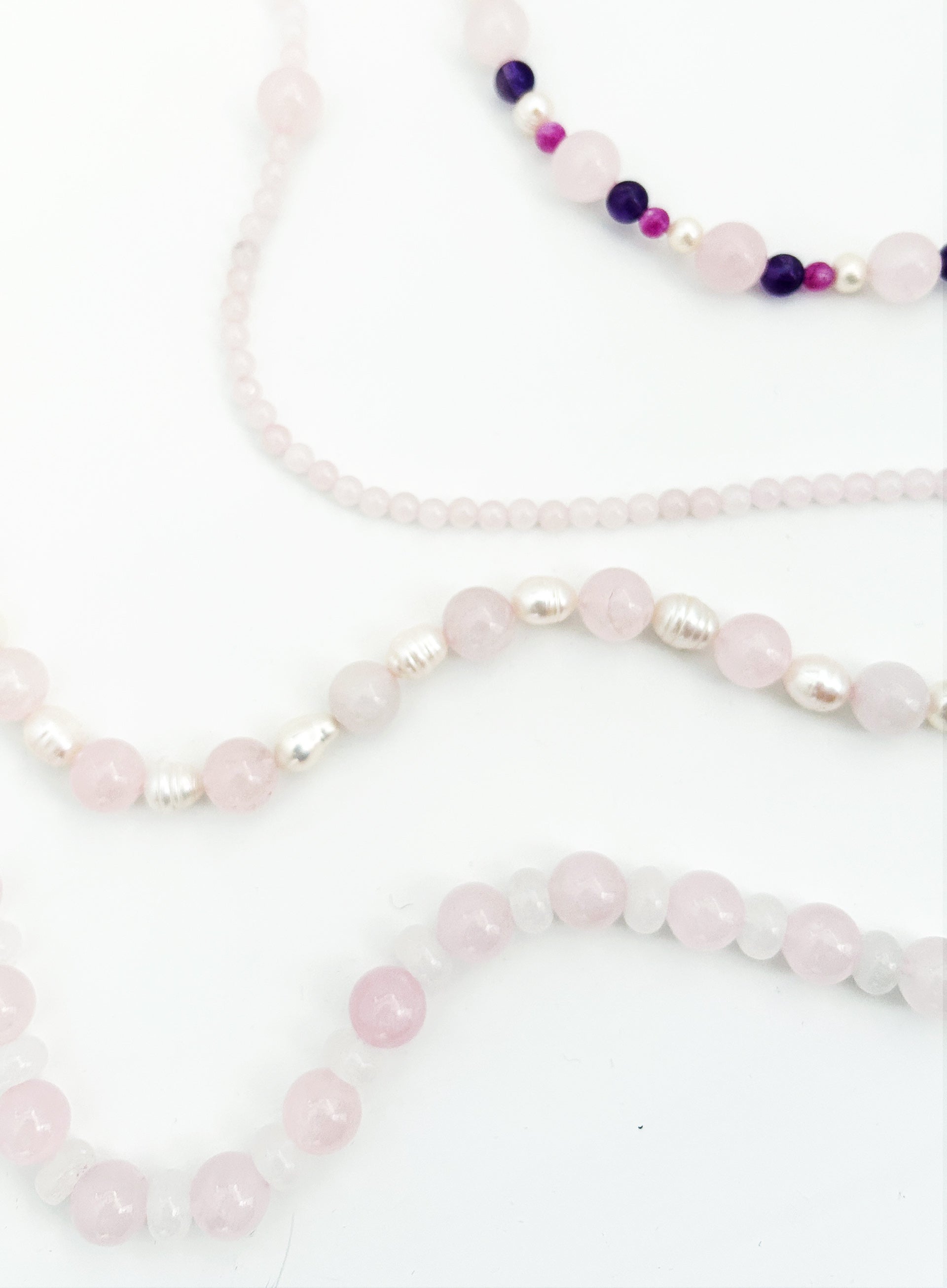 rose quartz white jade beaded collar necklace