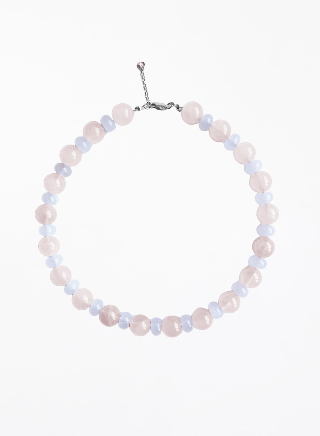 rose quartz white jade beaded collar necklace