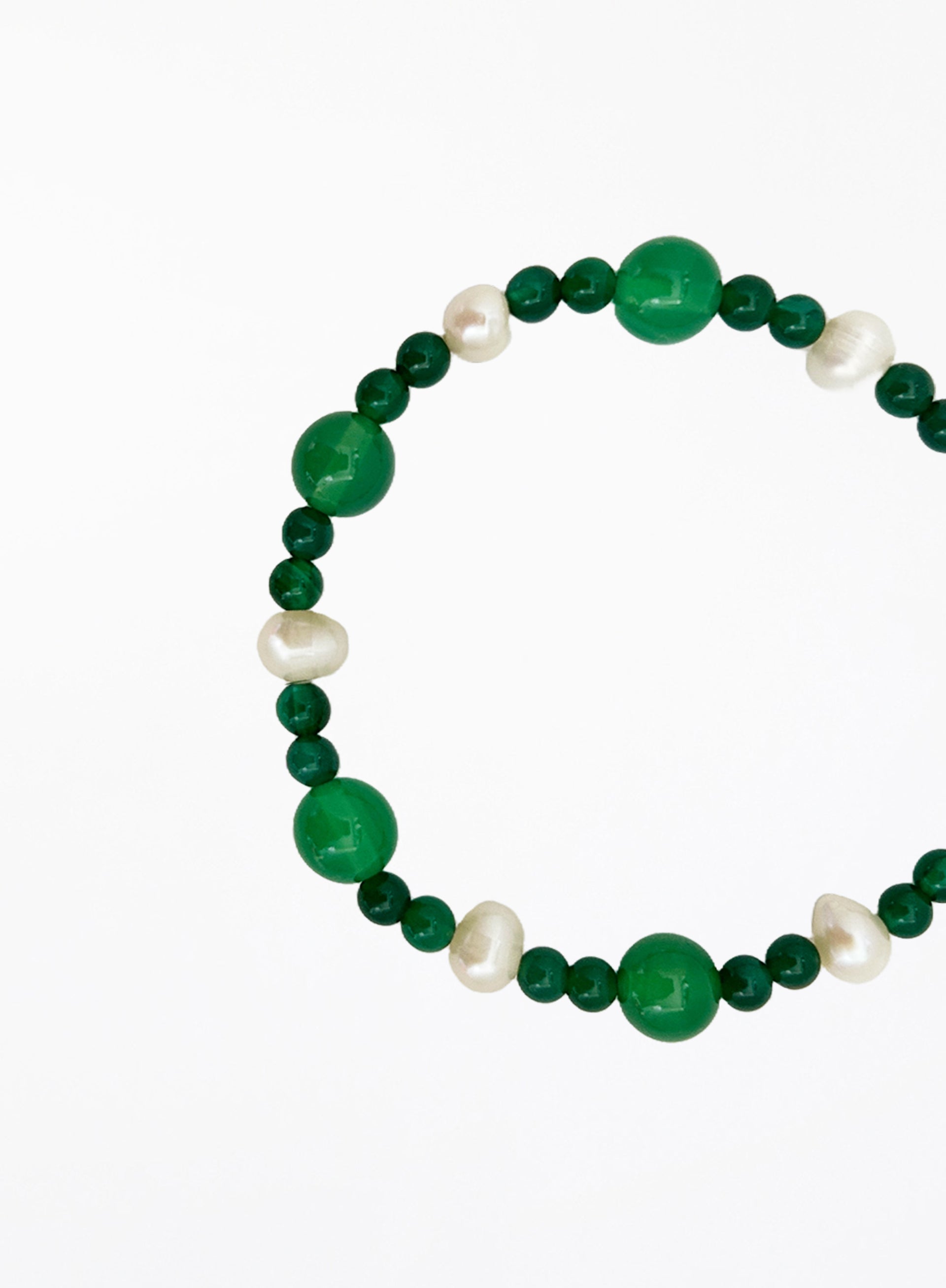 green natural stone pearl bracelet