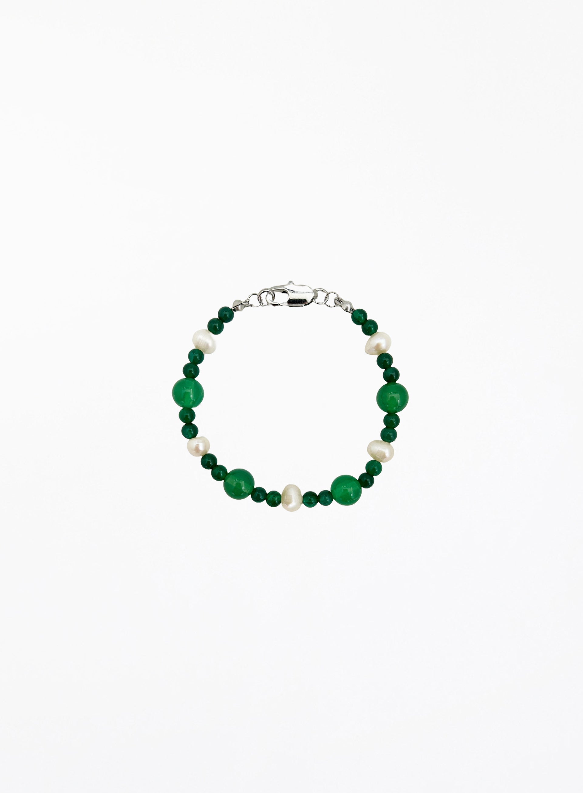 green natural stone pearl bracelet