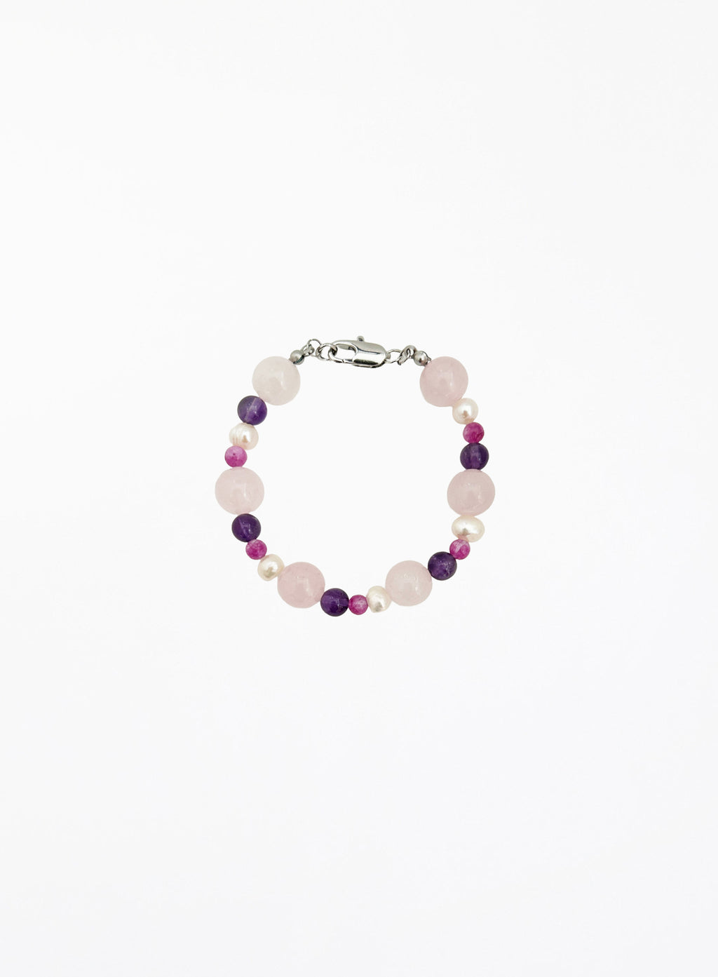 rose quartz amethyst pearl mix stone beaded bracelet