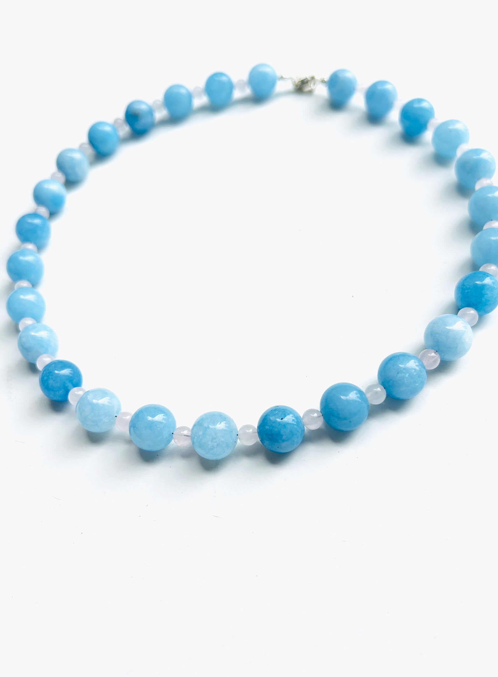 blue mix stones beaded collar necklace