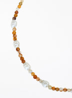 carnelian pearl beaded collar necklace