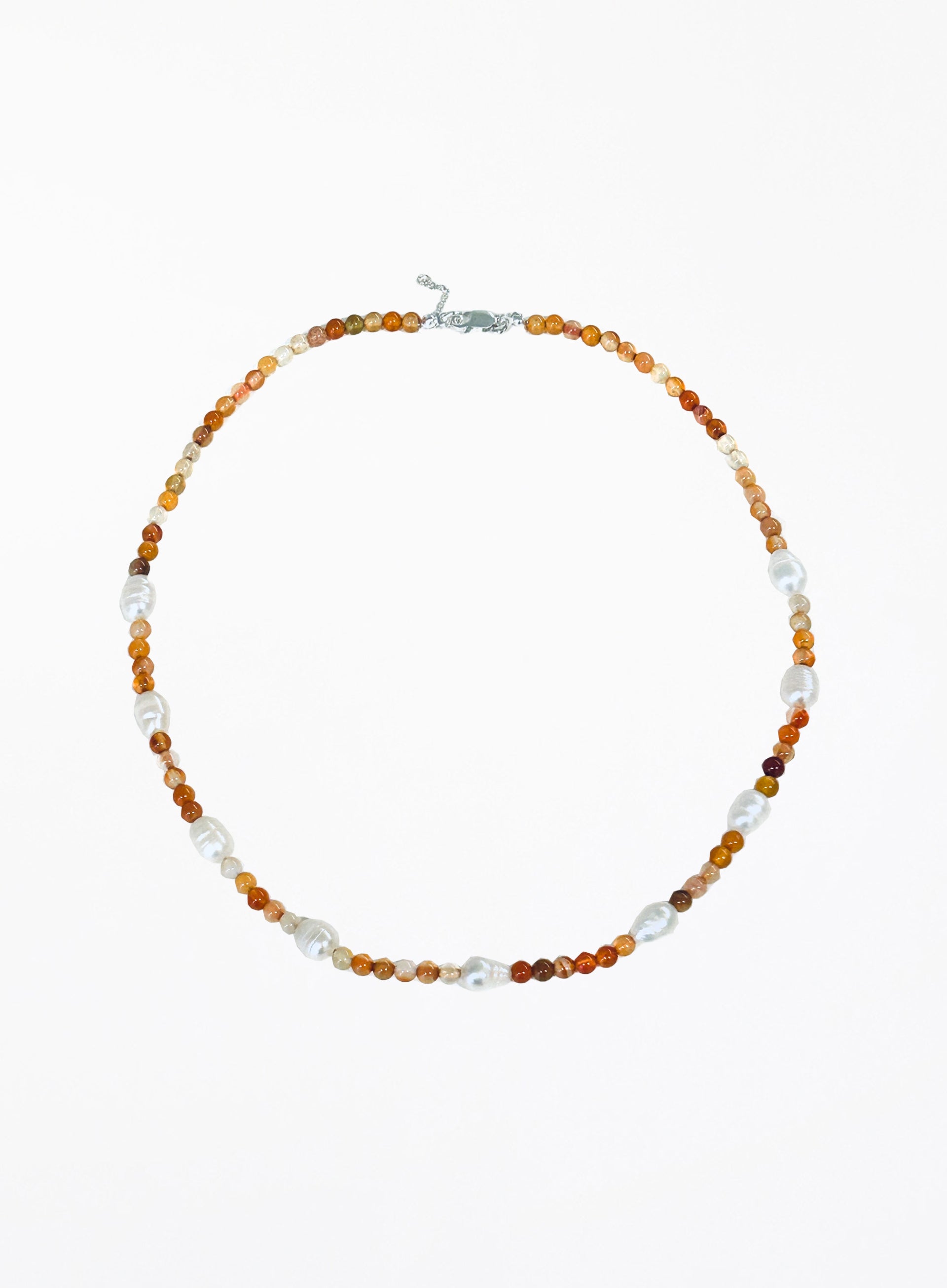 carnelian pearl beaded collar necklace