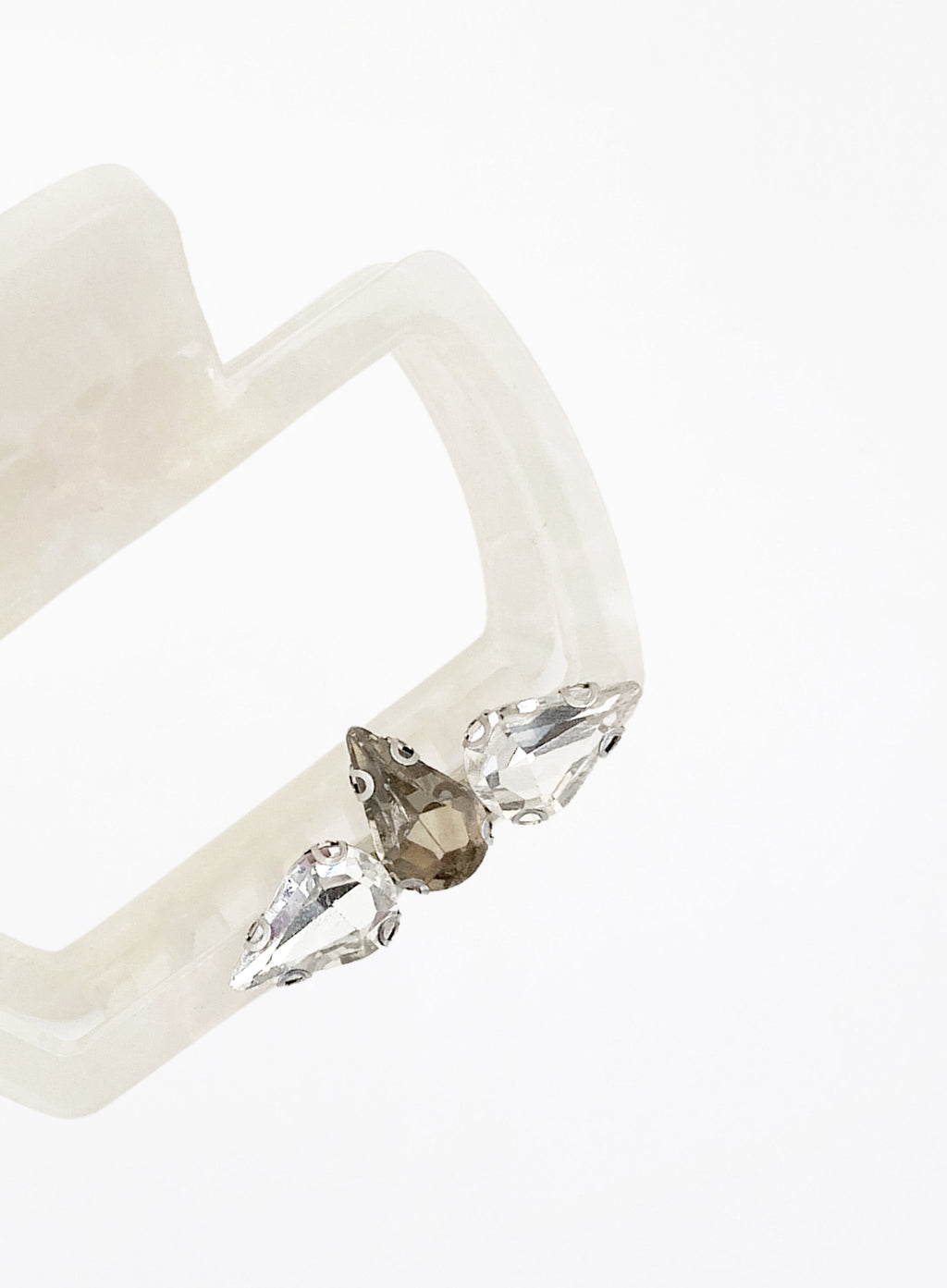 Jill Embellished Acetate Hair Claw - Pearl