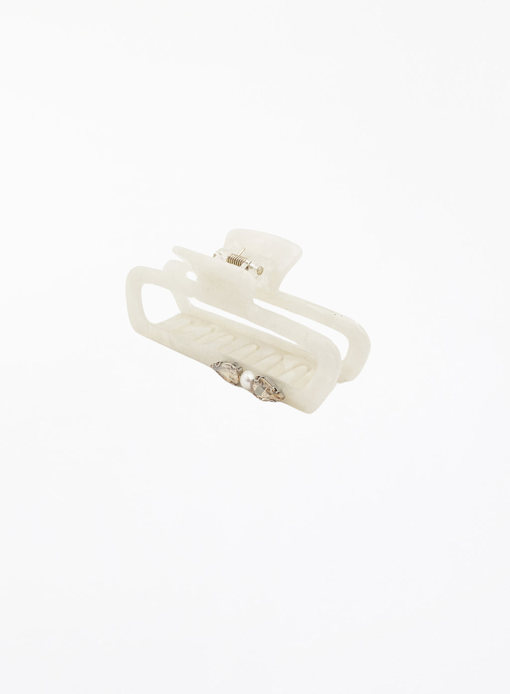 Livia Embellished Cellulose Acetate Hair Claw - Pearl