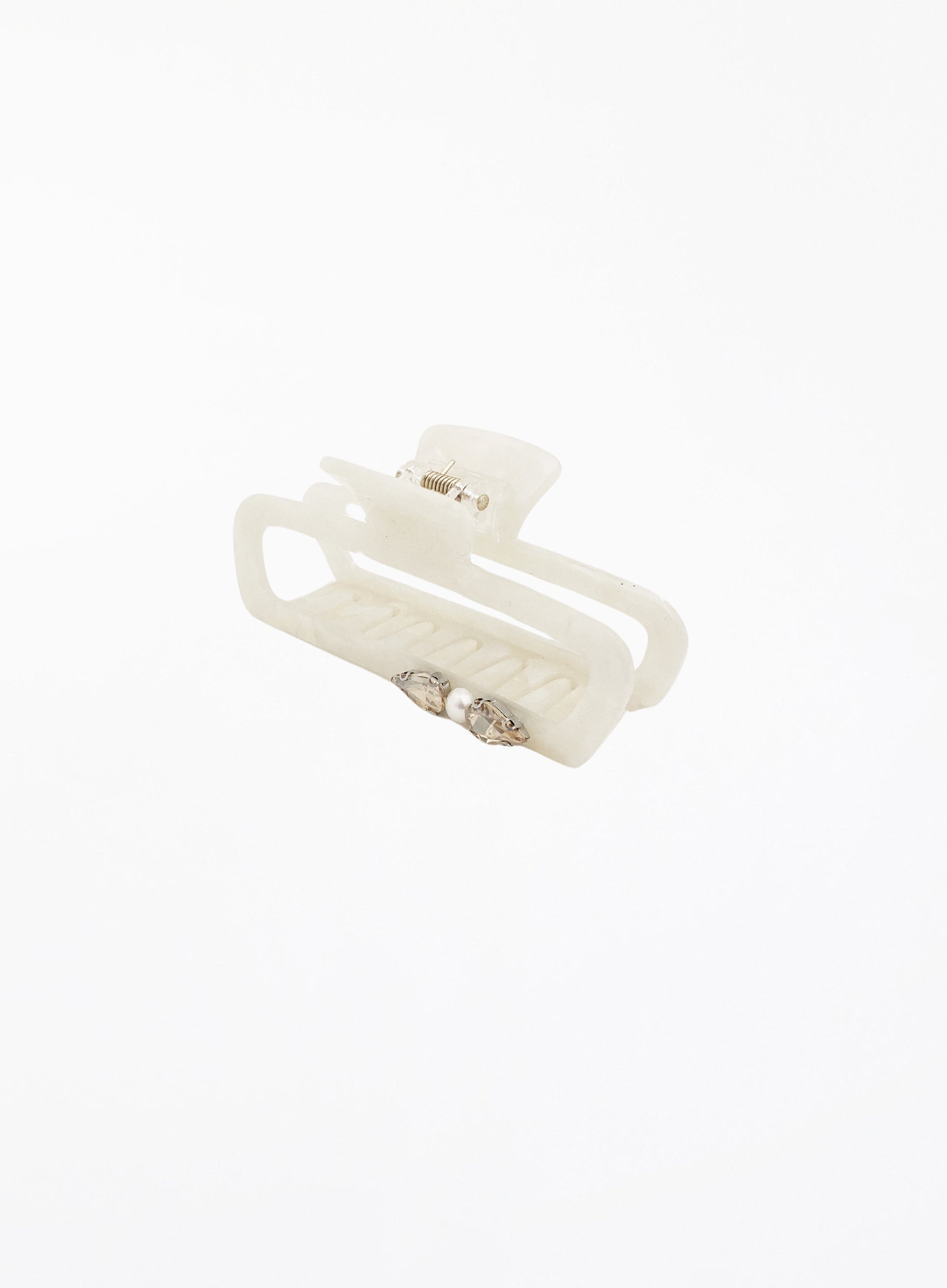 Livia Embellished Cellulose Acetate Hair Claw - Pearl