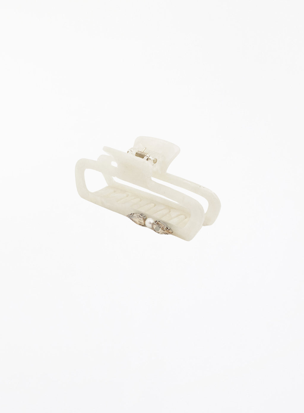 Livia Embellished Cellulose Acetate Hair Claw - Pearl