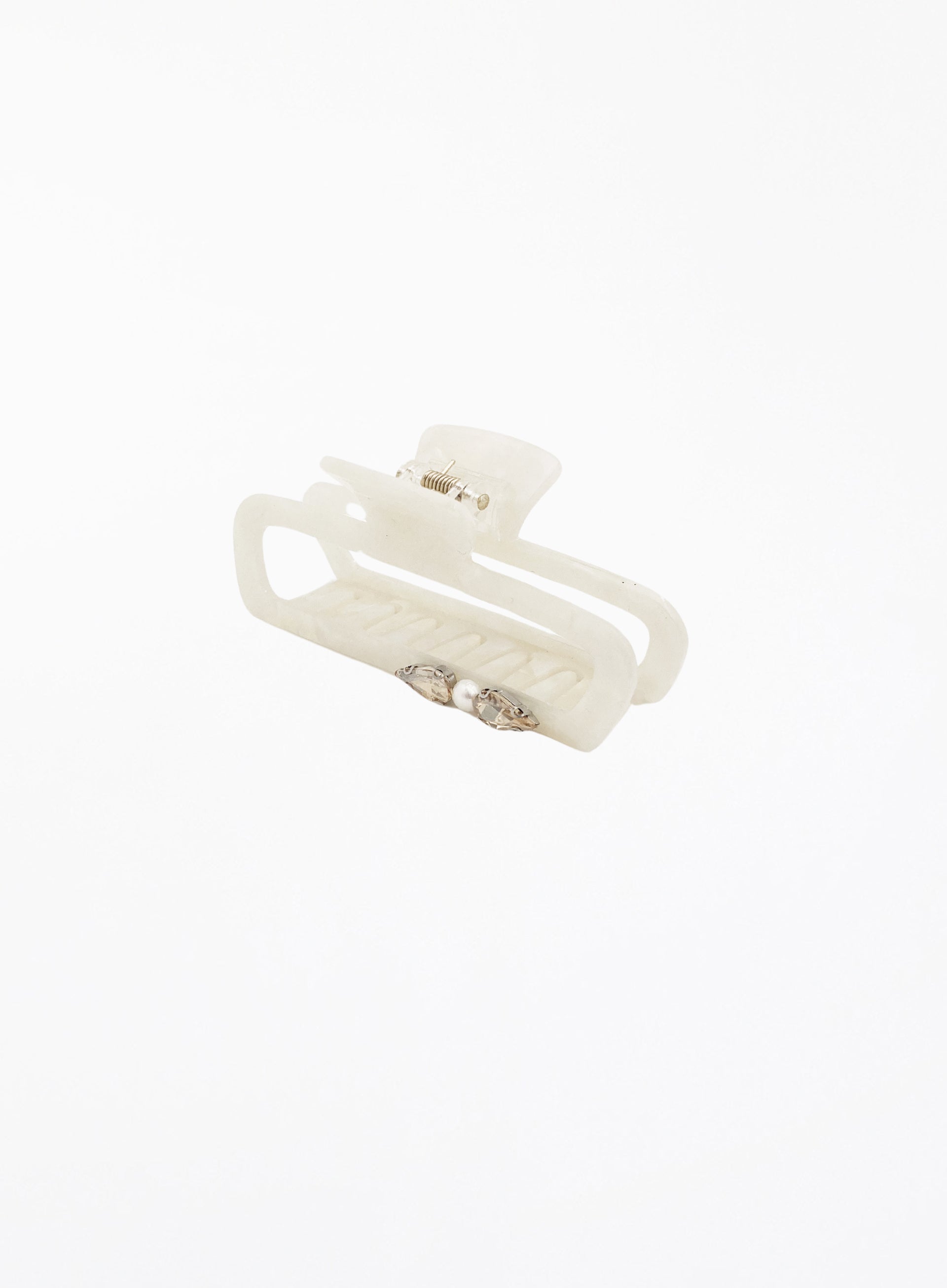 Livia Embellished Cellulose Acetate Hair Claw - Pearl