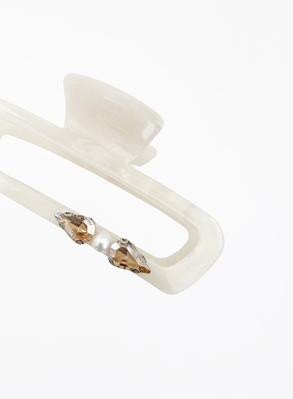 Livia Embellished Cellulose Acetate Hair Claw - Pearl