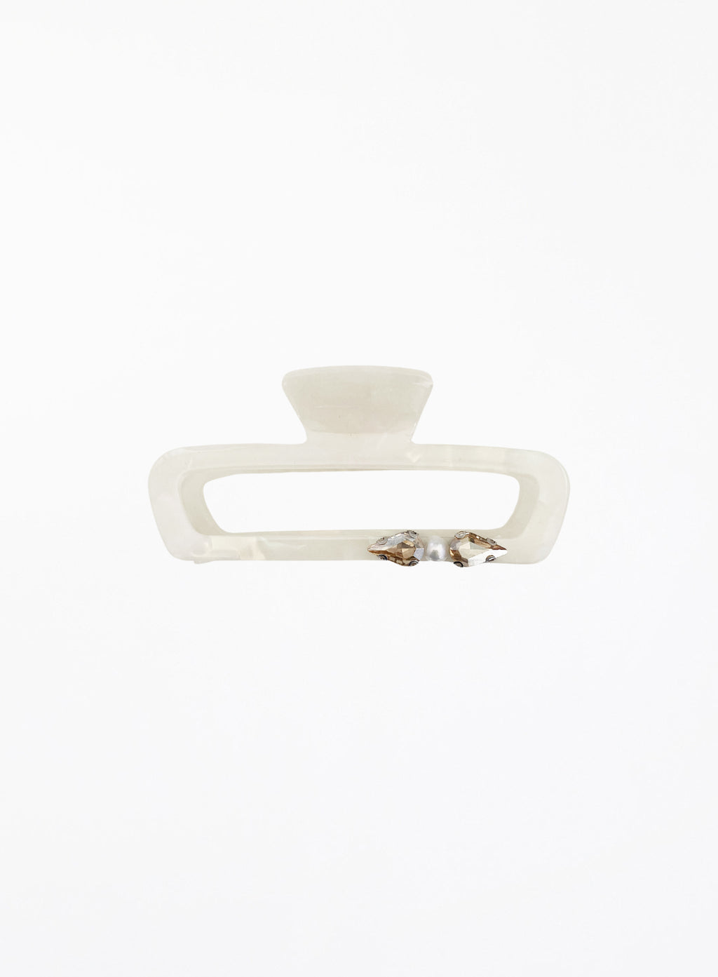 Livia Embellished Cellulose Acetate Hair Claw - Pearl