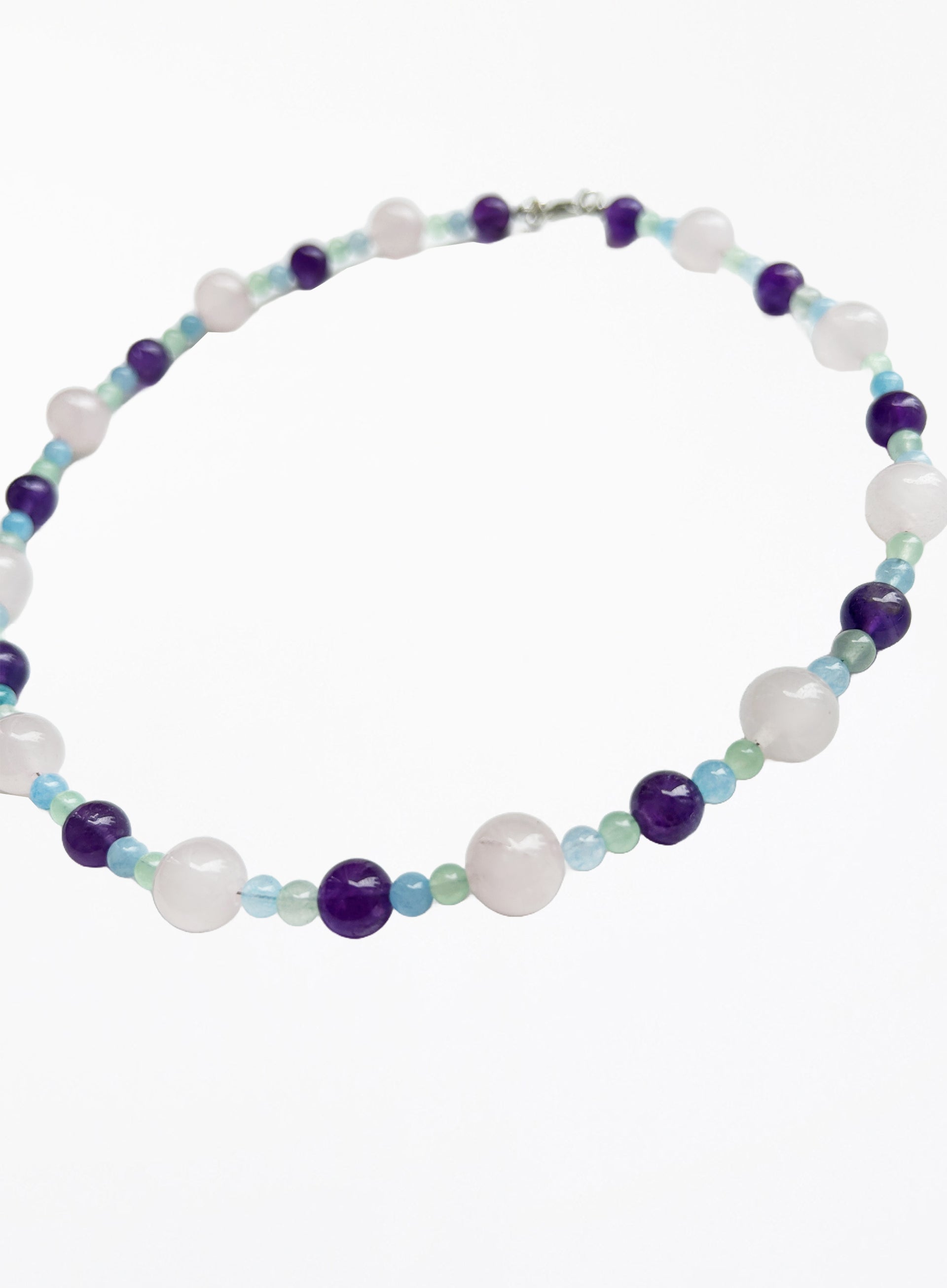 amethyst rose quartz mix stones beaded collar necklace