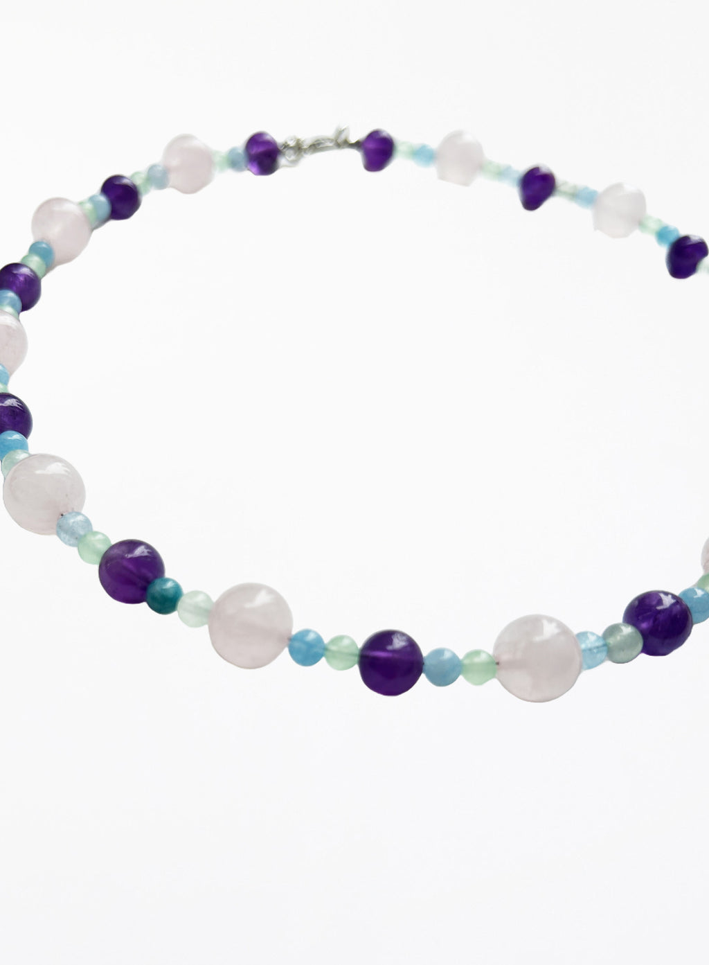 amethyst rose quartz mix stones beaded collar necklace