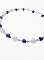 amethyst rose quartz mix stones beaded collar necklace
