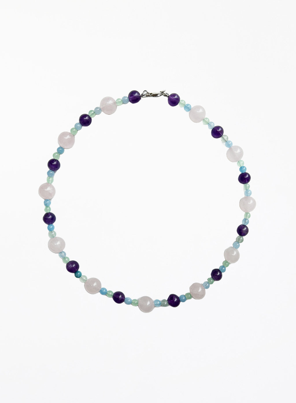 amethyst rose quartz mix stones beaded collar necklace