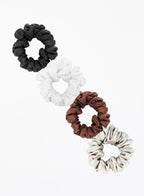 Black Brown Beige White Silk Scrunchie Set