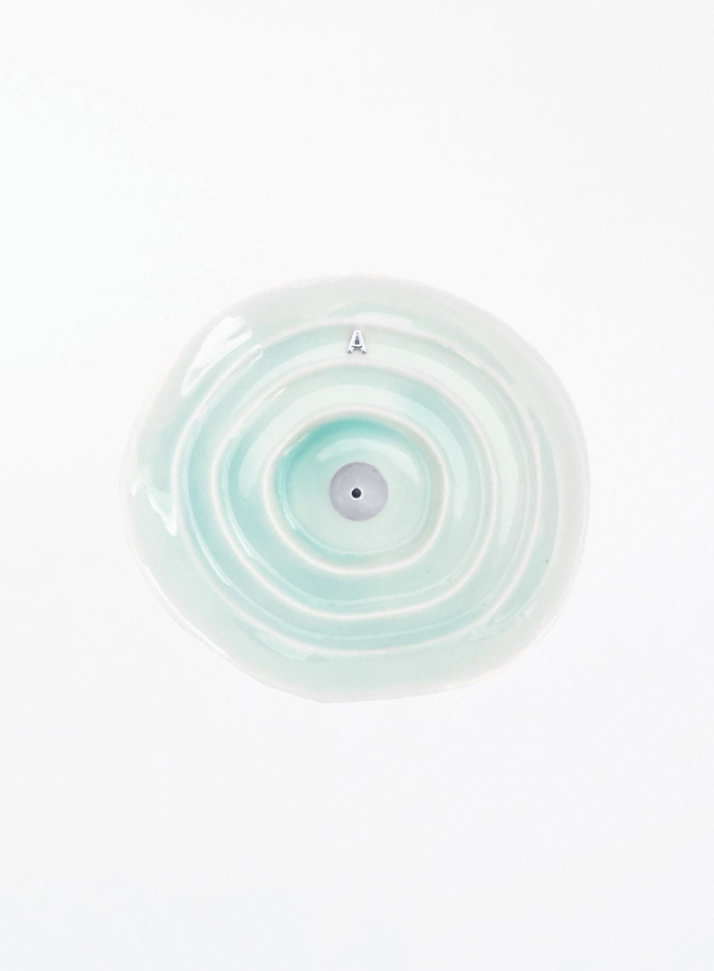 Luciena Ceramic Incense Holder - Green Aqua Silver
