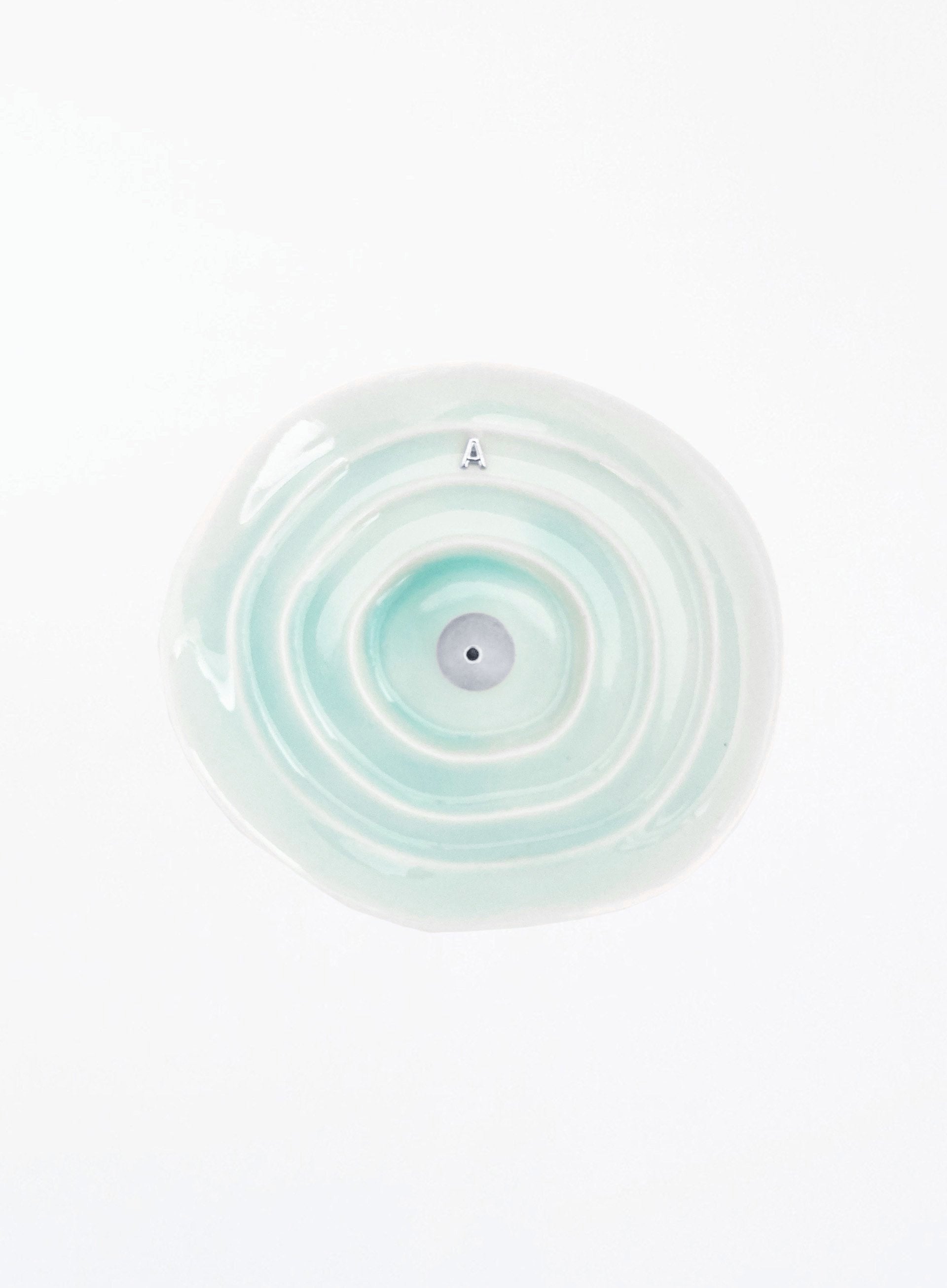 Luciena Ceramic Incense Holder - Green Aqua Silver