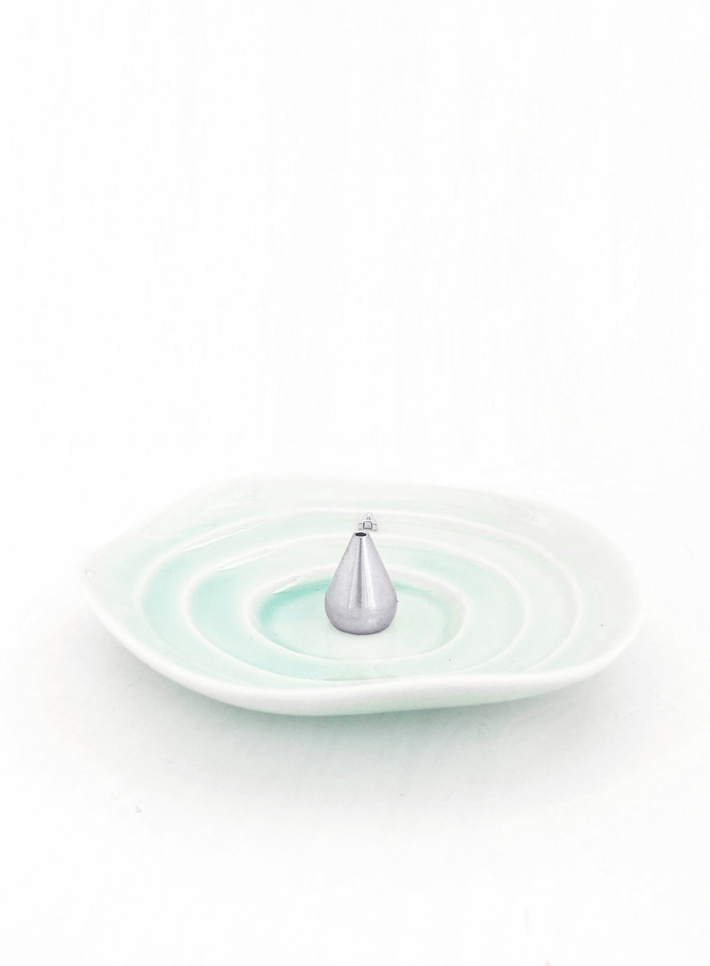 Luciena Ceramic Incense Holder - Green Aqua Silver