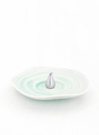 Luciena Ceramic Incense Holder - Green Aqua Silver