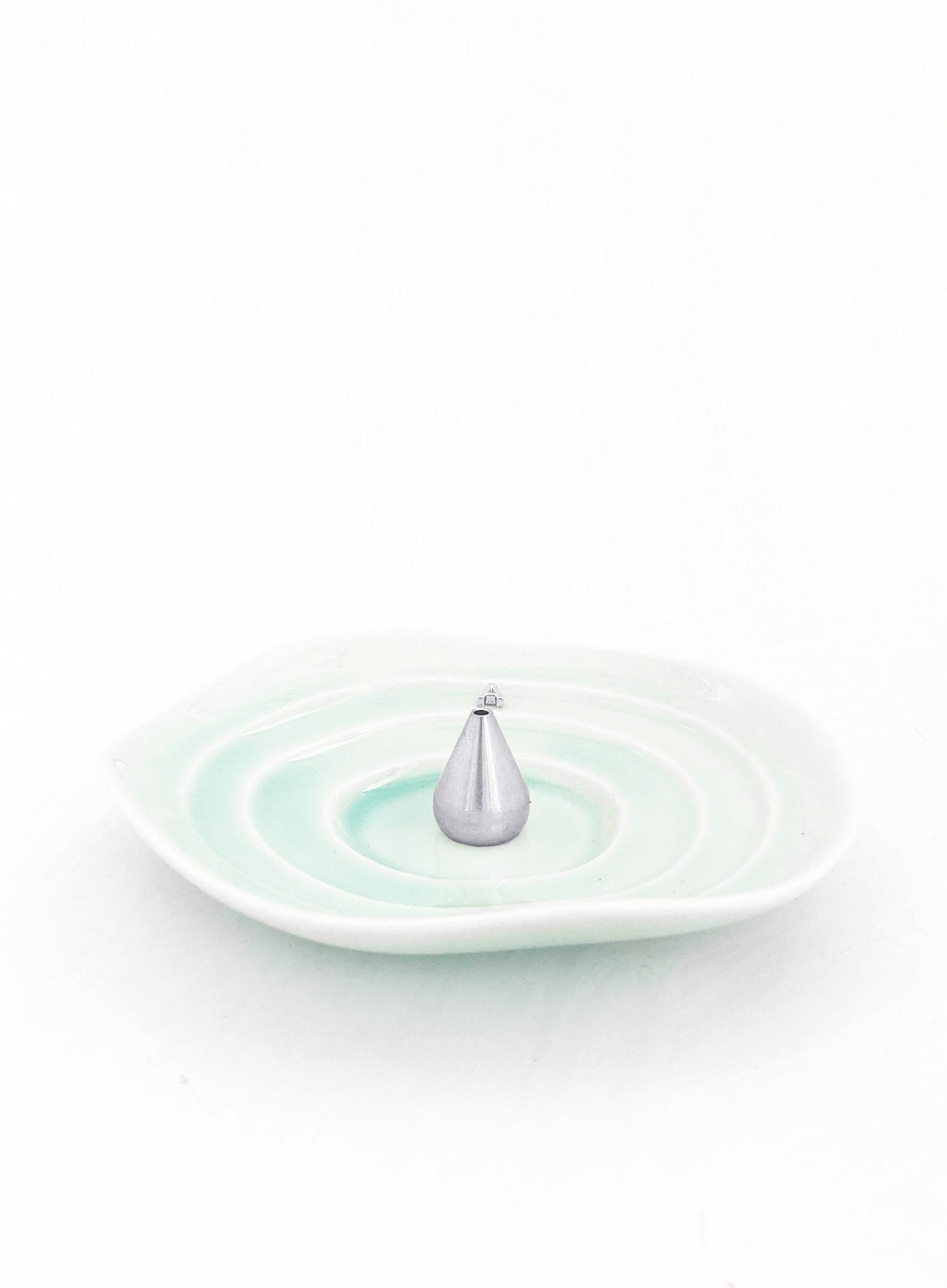 Luciena Ceramic Incense Holder - Green Aqua Silver