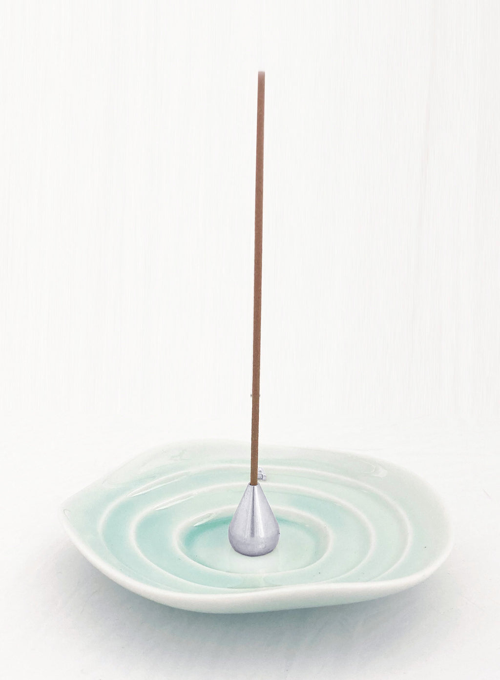 Luciena Ceramic Incense Holder - Green Aqua Silver