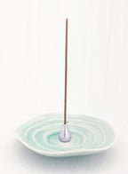 Luciena Ceramic Incense Holder - Green Aqua Silver