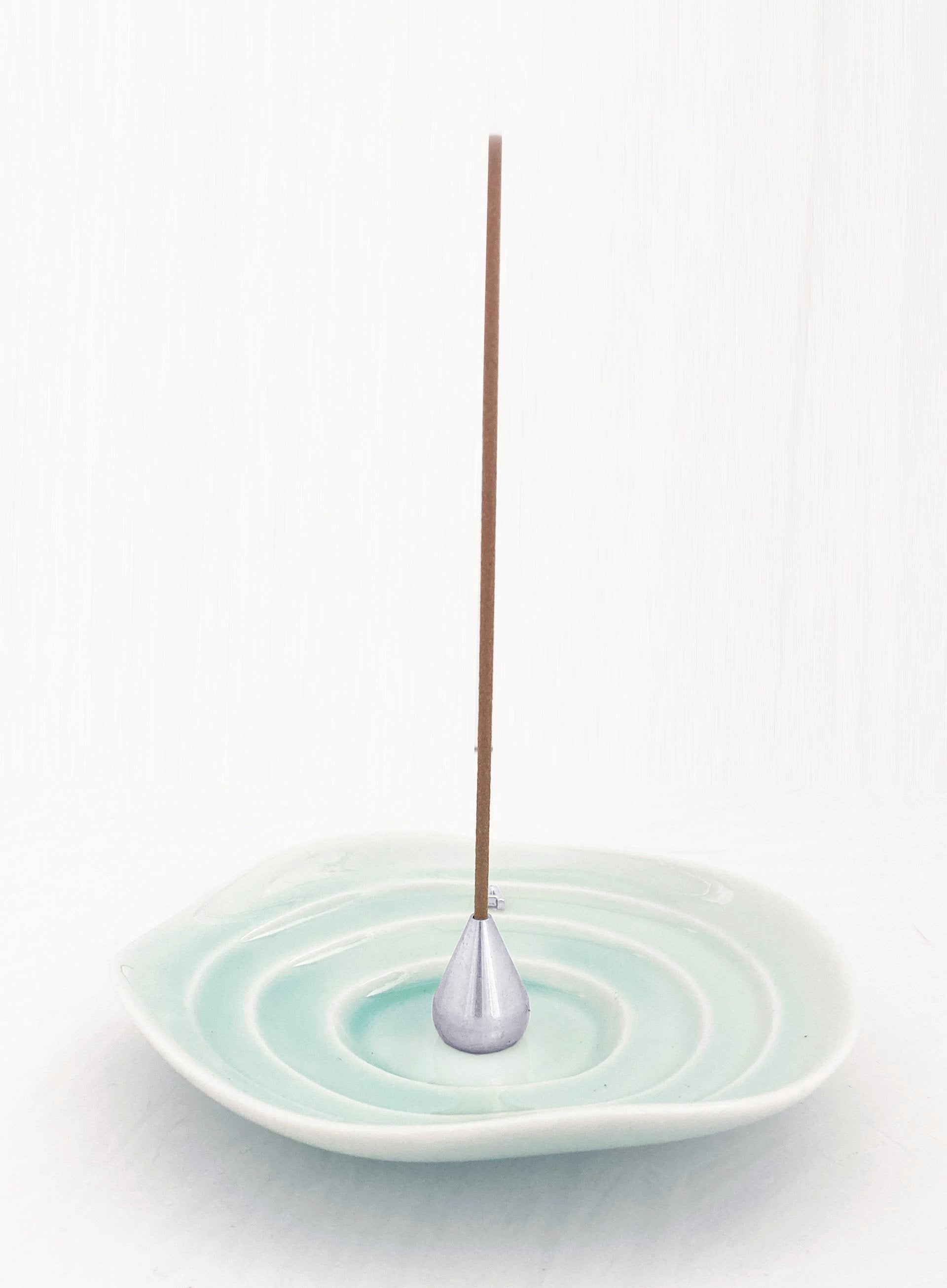Luciena Ceramic Incense Holder - Green Aqua Silver