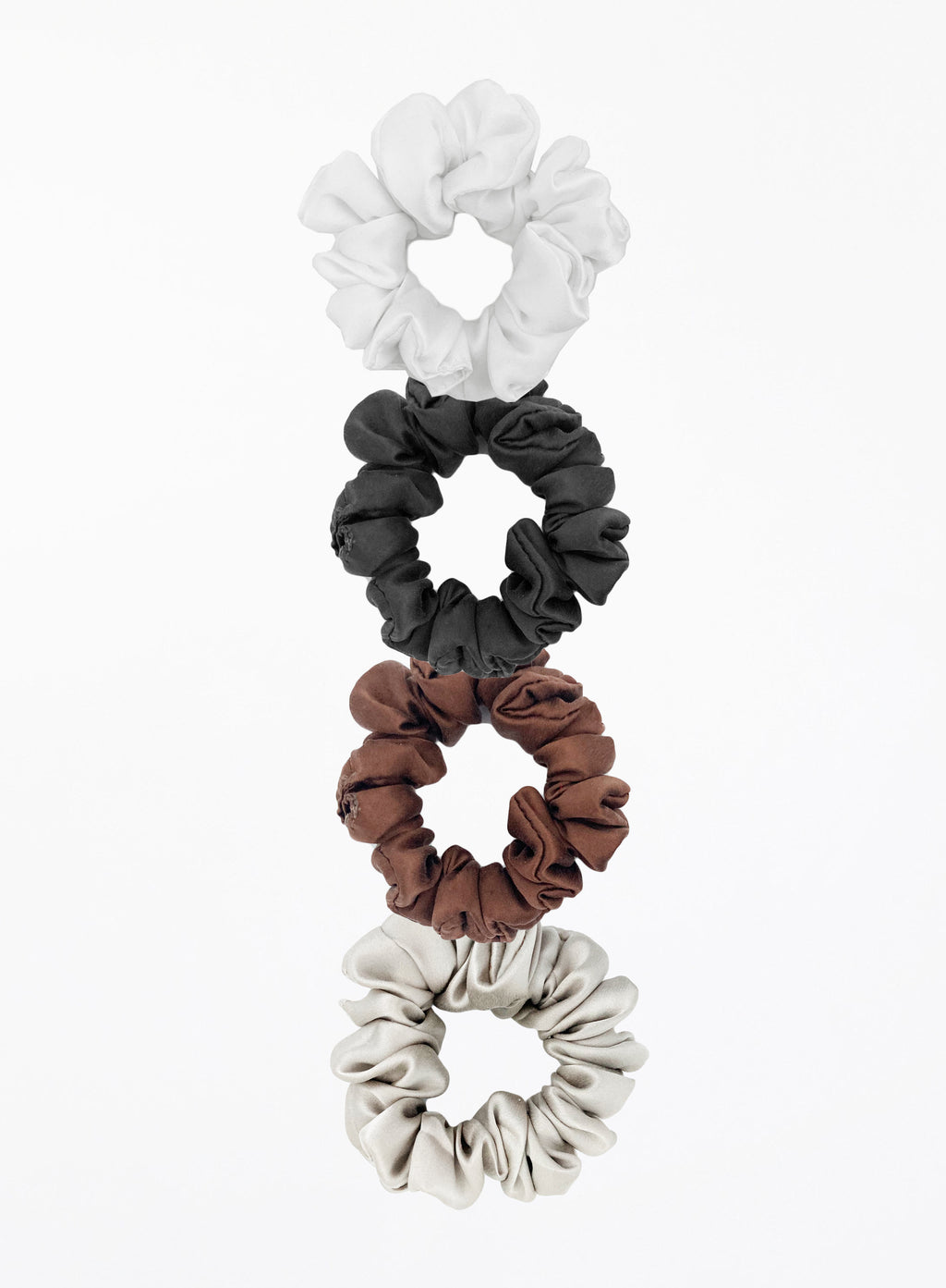 Black Brown Beige White Silk Scrunchie Set