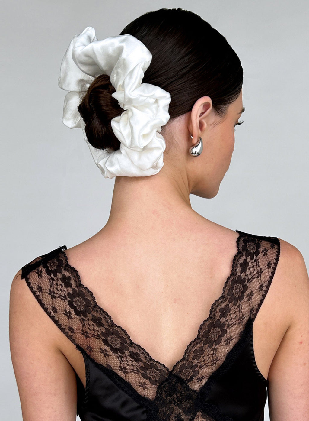 White Oversized Silk Scrunchie