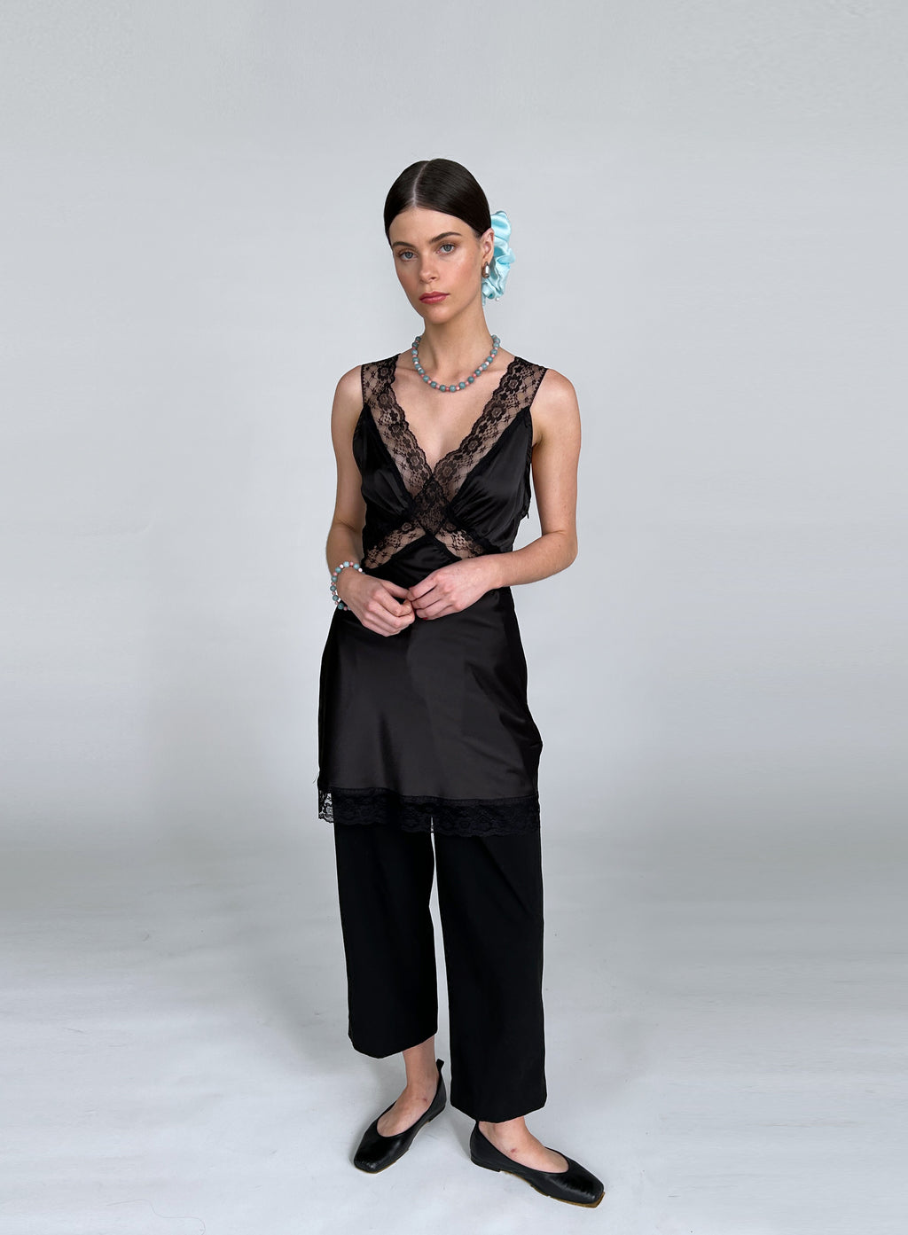 Blue Oversized Silk Scrunchie 