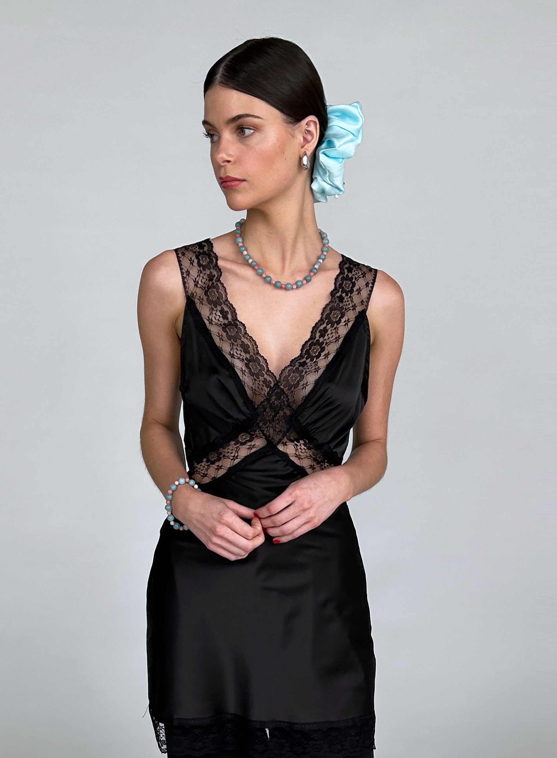 Blue Oversized Silk Scrunchie 