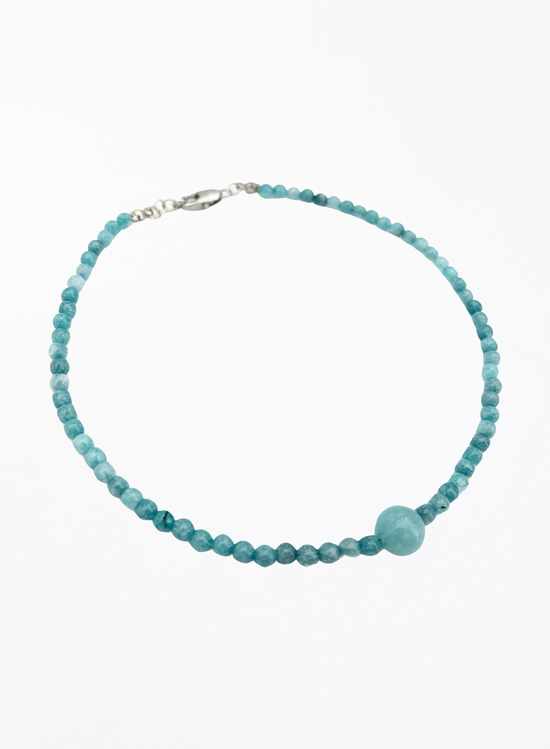 blue stones beaded collar necklace