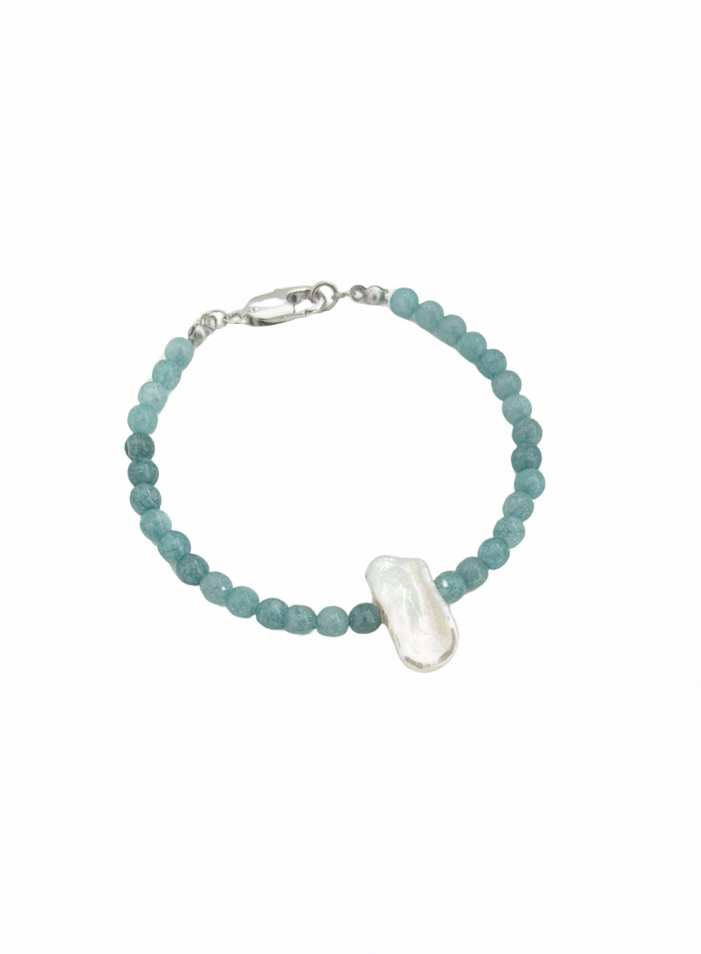 blue stone pearl beaded bracelet