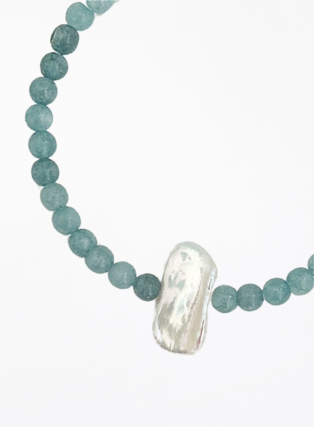 blue stone pearl beaded bracelet