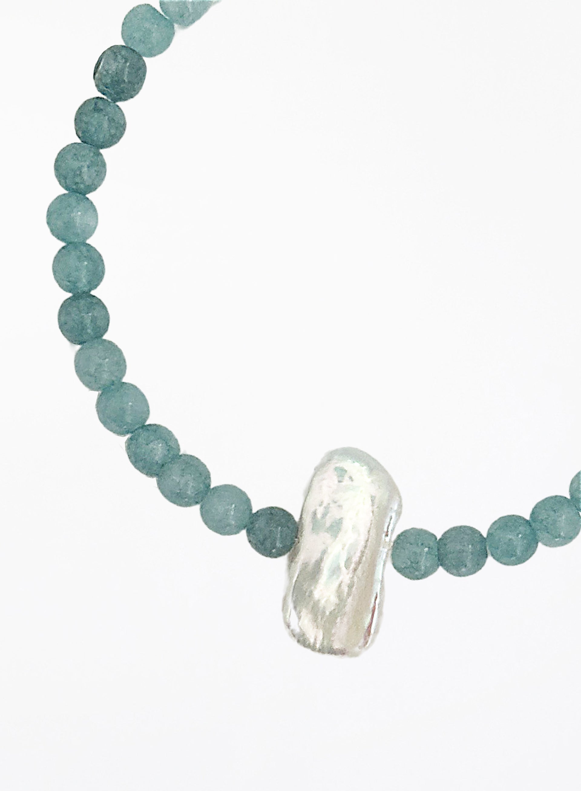 blue stone pearl beaded bracelet