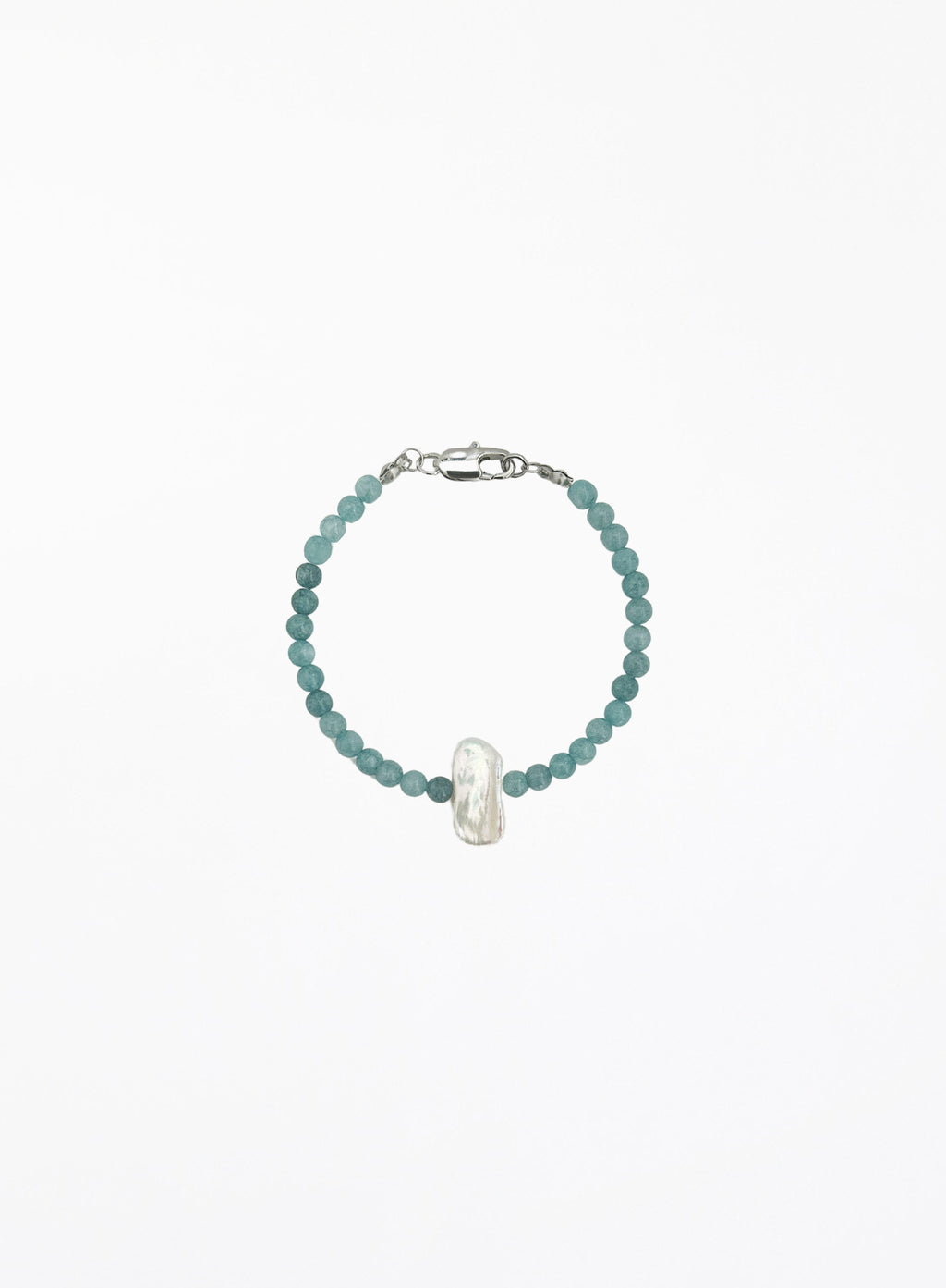 blue stone pearl beaded bracelet