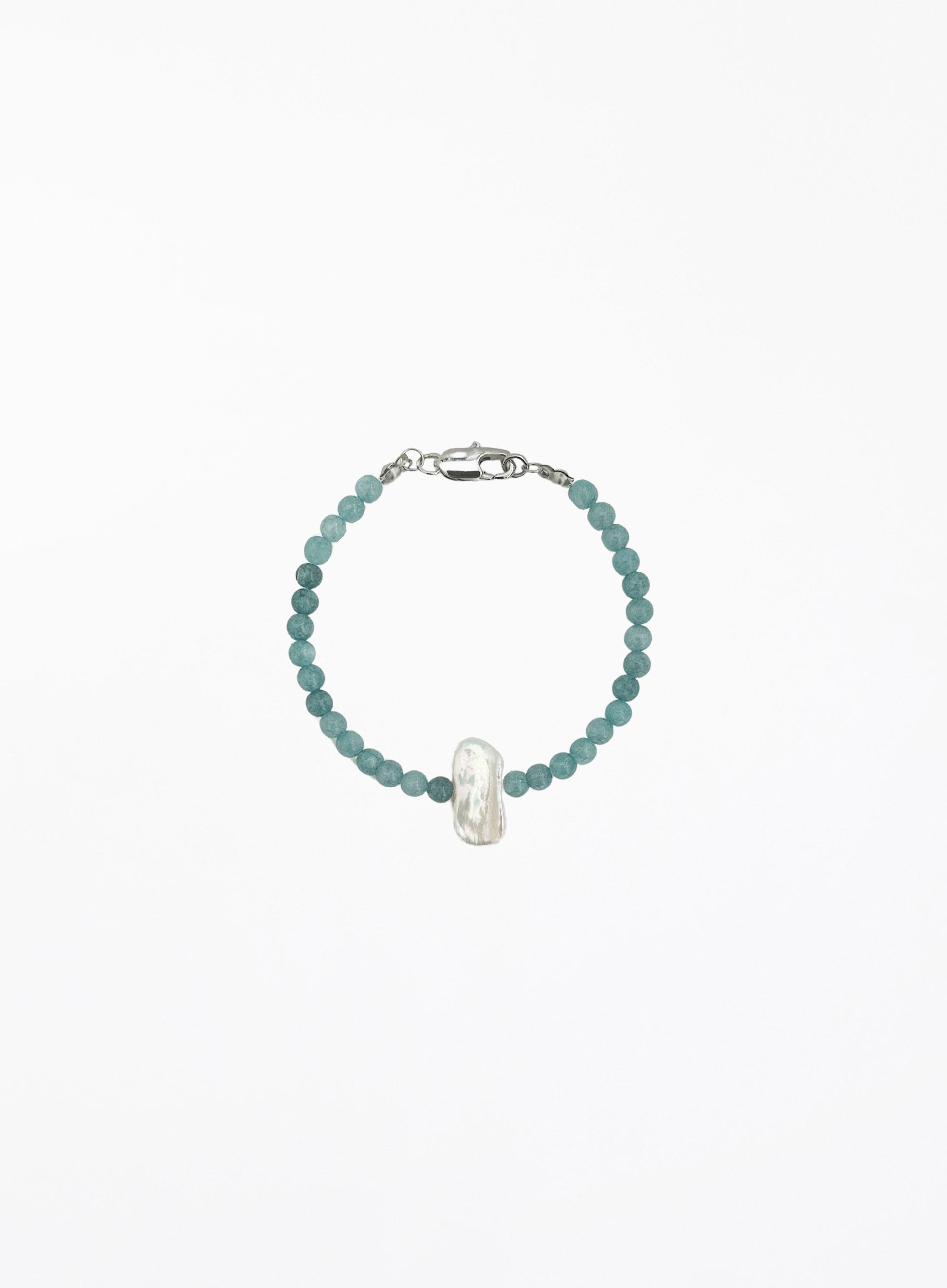 blue stone pearl beaded bracelet