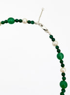 green stone pearl beaded collar necklace