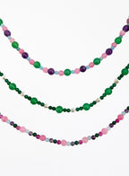 green stone pearl beaded collar necklace