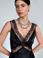 blue stones beaded collar necklace