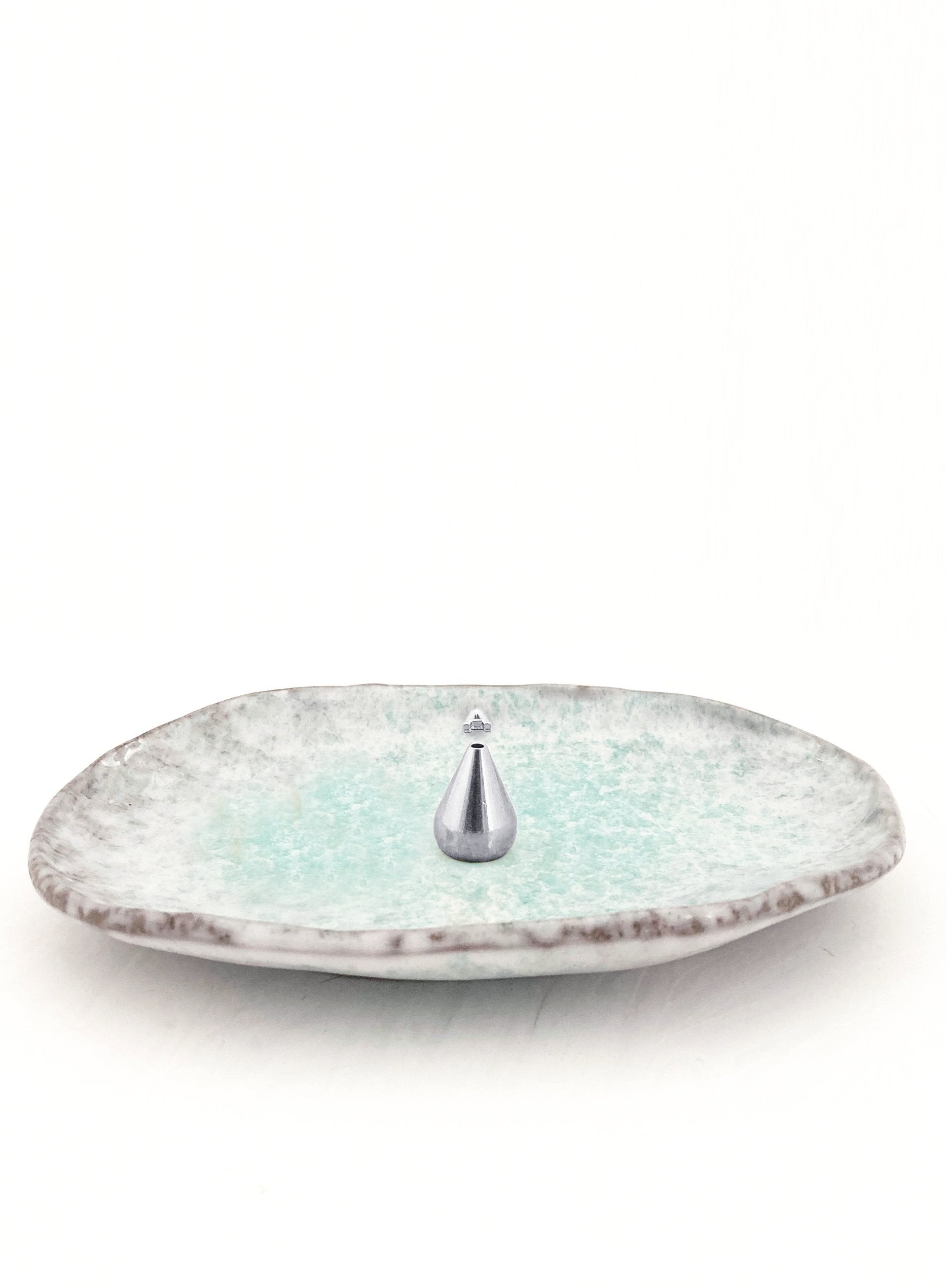Luciena Ceramic Incense Holder - Aqua Silver