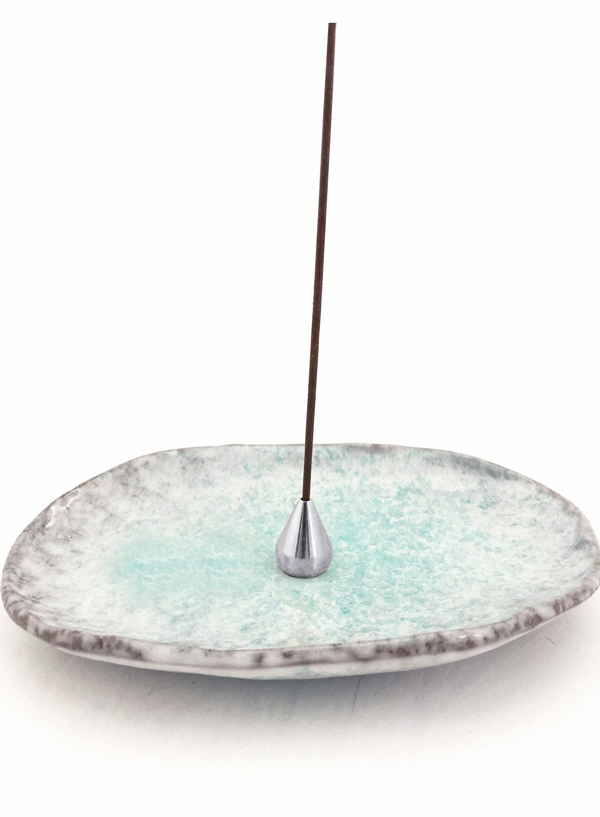Luciena Ceramic Incense Holder - Aqua Silver