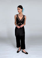 Blue Embellished Oversized Silk Scrunchie